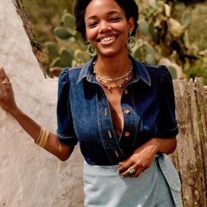 Sezane Kendall Shirt in Denim Blue Size 8